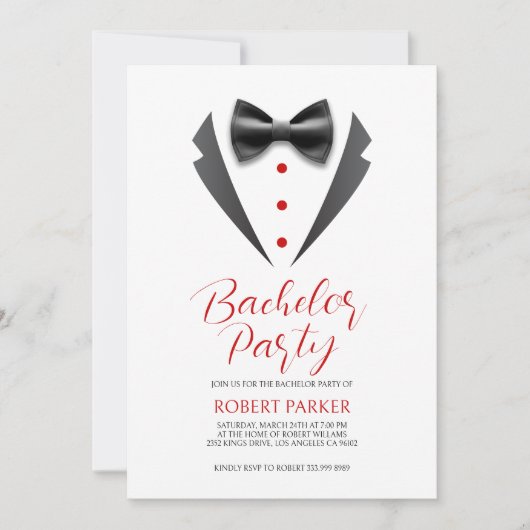 Invitation de soirée d'enterrement de vie de garço (Devant)