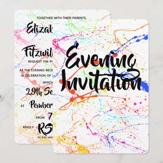 Invitation de soirée éclatée (Devant / Derrière)