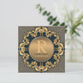 Invitation de soirée élégante avec monogramme sarc (Debout devant)