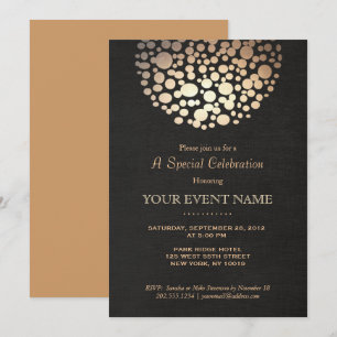 Invitation de soirée élégante cercle sphère or noi