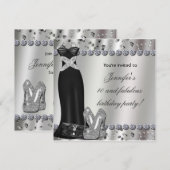 Invitation de soirée en robe noire formelle avec t (Devant / Derrière)