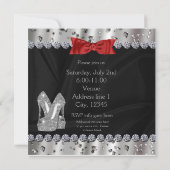 Invitation de soirée en robe rouge argentée formel (Dos)