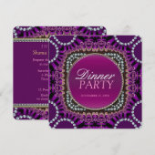 Invitation de soirée exotique orientale violette (Devant / Derrière)