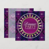 Invitation de soirée exotique rose violet (Devant / Derrière)
