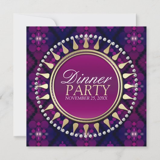 Invitation de soirée exotique rose violet (Devant)