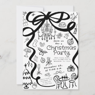 Invitation de soirée festive dessinée à la main av