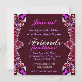 Invitation de soirée filles rose rouge chaud (Dos)