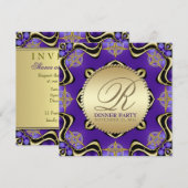 Invitation de soirée gothique noire dorée (Devant / Derrière)