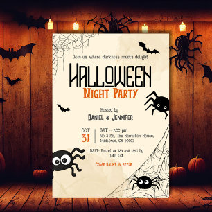 Invitation de soirée Halloween vintage Toile d'ara