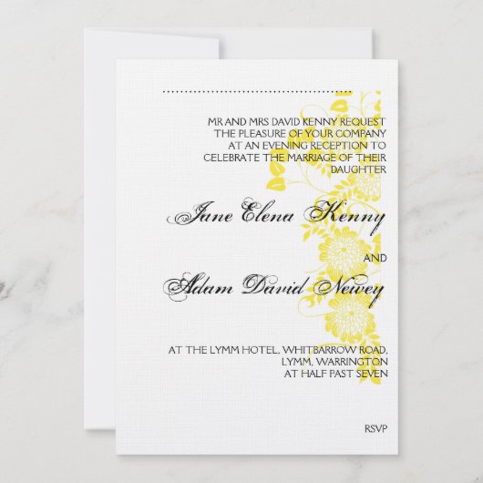 INVITATION DE SOIRÉE jaune (Dos)