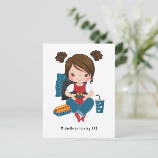 Invitation de soirée jeu vidéo pour filles (Debout devant)