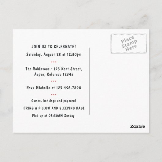 Invitation de soirée jeu vidéo pour filles (Dos)