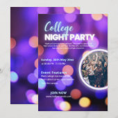 Invitation de soirée néon au collège, (Devant / Derrière)