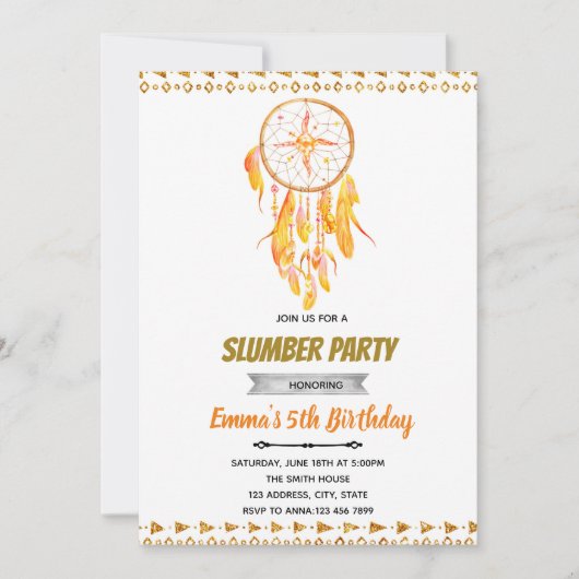 Invitation de soirée pyjamaqueuse attrape-rêves en (Devant)