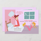 Invitation de soirée pyjamas de combat de coussin (Devant / Derrière)