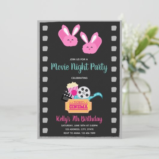 Invitation de soirée pyjamas de film (Debout devant)