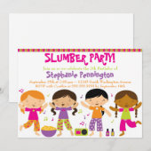 Invitation de soirée pyjamas de l'anniversaire de (Devant / Derrière)