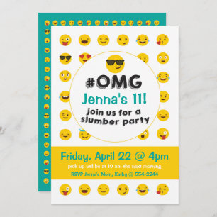 Invitation de soirée pyjamas d'Emoji