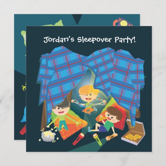 Invitation de soirée pyjamas du Sleepover du (Devant / Derrière)