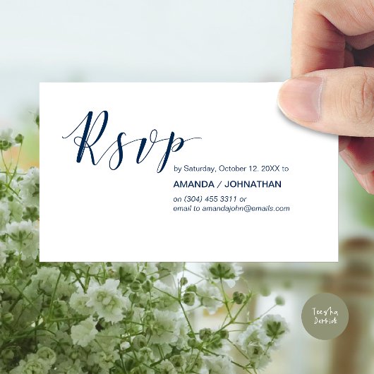Invitation de soirée RSVP, élégant moderne bleu ma