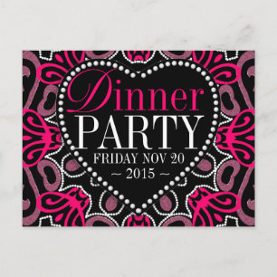 Invitation de soirée Tribal Hot Pink Black