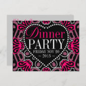 Invitation de soirée Tribal Hot Pink Black (Devant / Derrière)