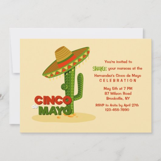 Invitation de sombrero de Cinco De Mayo (Devant)