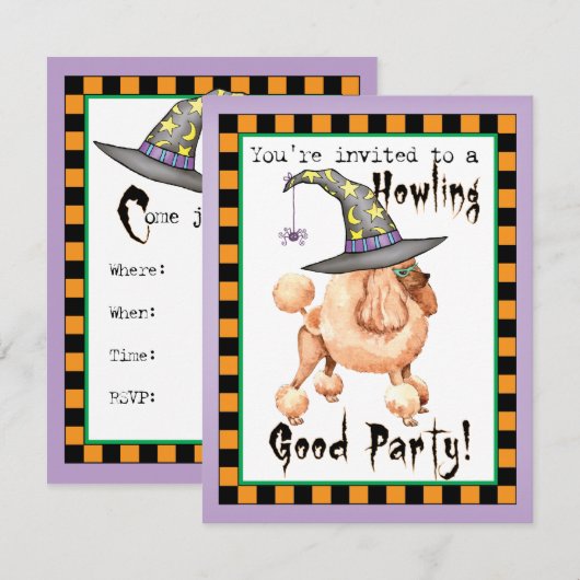 Invitation de sorcière de caniche de jouets (Devant / Derrière)