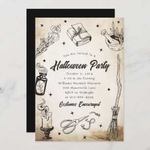 Invitation de sorcière de la fête du costume d'Hal