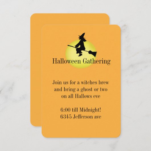 Invitation de sorcière d'Halloween (Devant / Derrière)