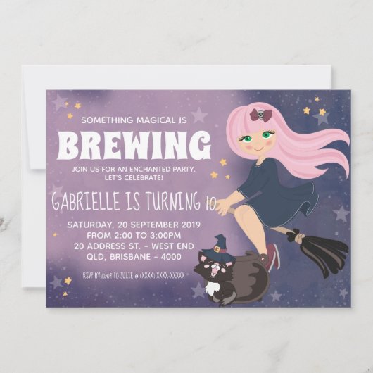Invitation de sorcière enchantée (Devant)