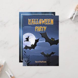 Invitation de sorcière volant pour la fête d'Hallo
