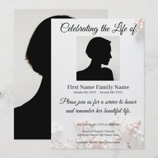 Invitation de souvenir de fleur sauvage (Devant / Derrière)
