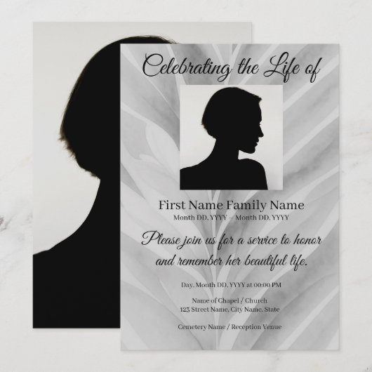 Invitation de souvenir grise (Devant / Derrière)