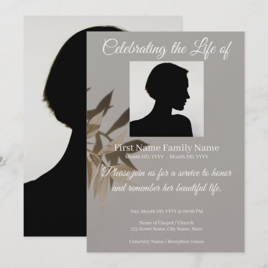 Invitation de souvenir taupe (Devant / Derrière)