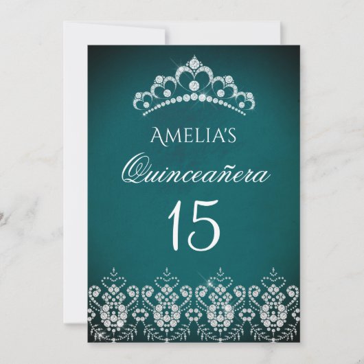 Invitation de Sparkle Tiara Silver Quinceanera Tur (Devant)