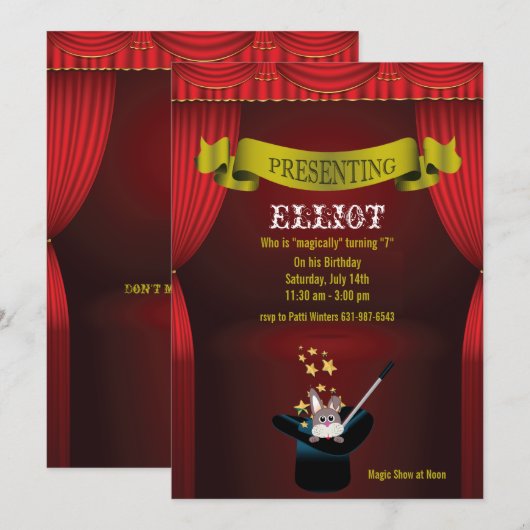 Invitation de spectacle de magie (Devant / Derrière)