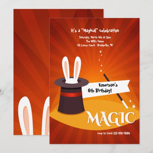 Invitation de spectacle de magie (Devant / Derrière)