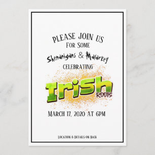 Invitation de St. Patrick's Day Party Irlande Raci