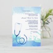 Invitation de stéthoscope d'aquarelle (Debout devant)