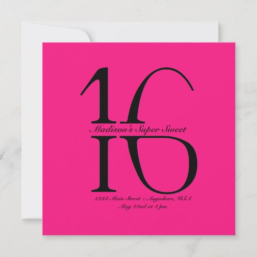 Invitation de Strikethrough Super Sweet 16 (Devant)