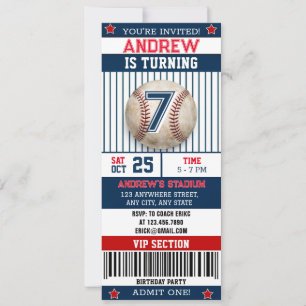 Invitation de style billet de baseball personnalis