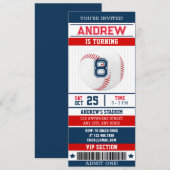Invitation de style billet de baseball personnalis (Devant / Derrière)