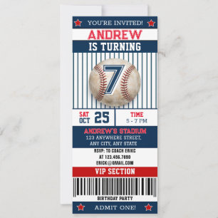 Invitation de style billet de baseball personnalis