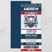 Invitation de style billet de baseball sportif per (Devant / Derrière)