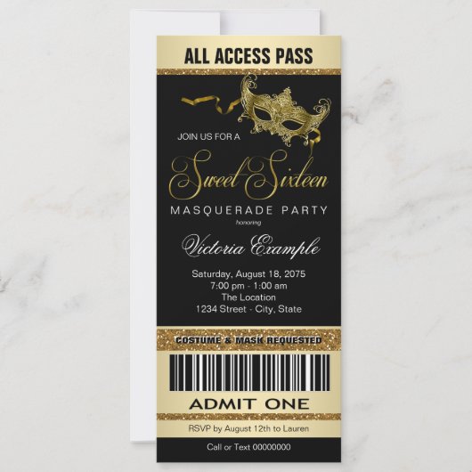 Invitation de style billet pour une douce soirée m (Devant)