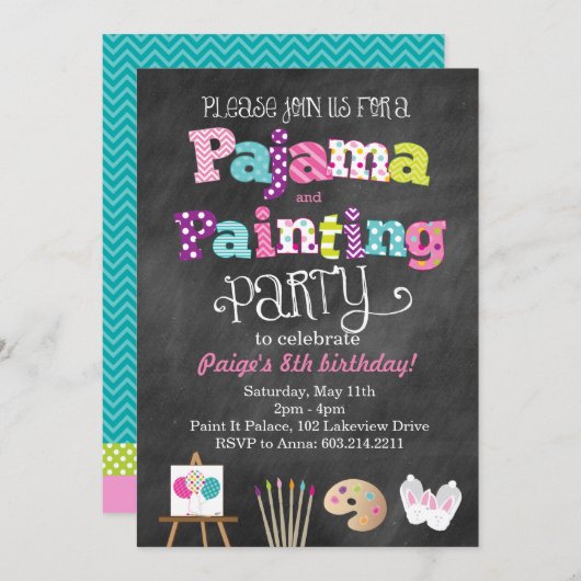 Invitation de style de pyjama et de tableau de (Devant / Derrière)