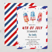 Invitation de sucette glacée du 4 juillet (Devant / Derrière)