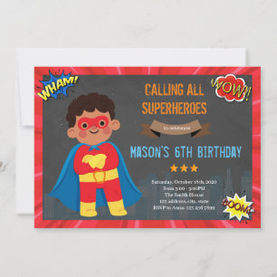 Invitation de super-héros de garçon africain