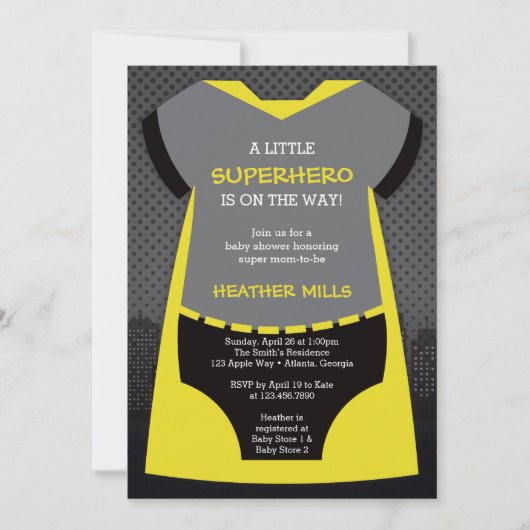 Invitation de Superhero Baby shower pour Reena (Devant)